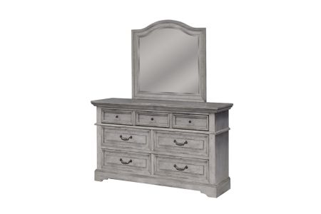 American Woodcrafters Stonebrook Dresser and Mirror