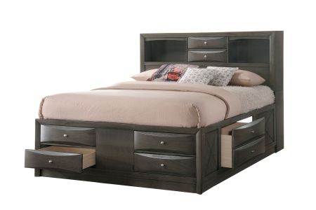 CrownMark Emily Grey Bed with Headboard, Footboard, and Rails