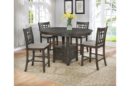 CrownMark Hartwell Grey Counter Height 5 Piece Table Set