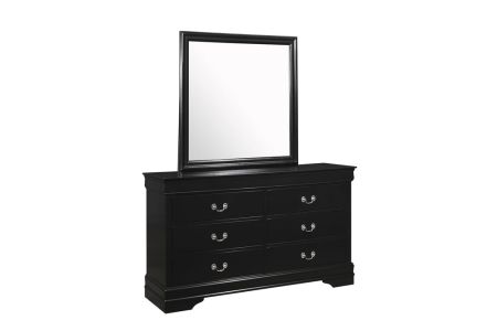 CrownMark Louis Philip Black Dresser Mirror Set