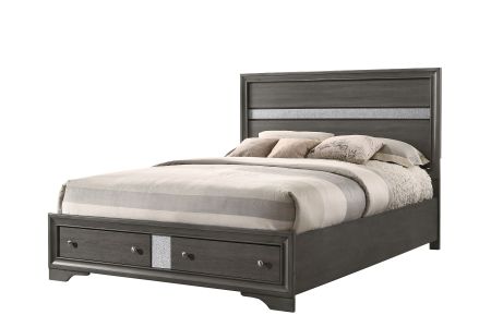 CrownMark Regata Grey Bed with Headboard, Footboard, and Rails
