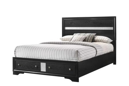 CrownMark Regata Black Bed with Headboard, Footboard, and Rails