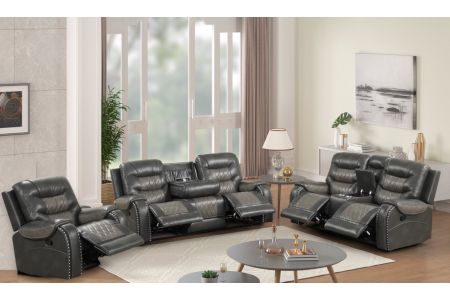 Happy Homes Ashley Charcoal Sofa, Loveseat and Recliner Set