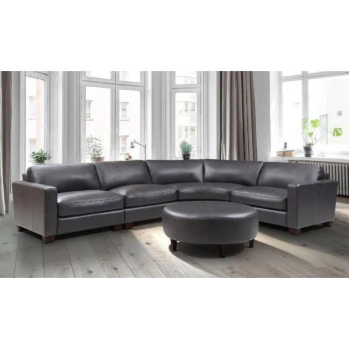 Leather Italia Brent Charcoal Sectional (no ottoman)