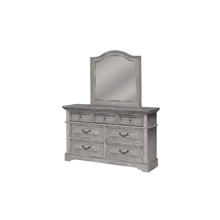 American Woodcrafters Stonebrook Dresser and Mirror
