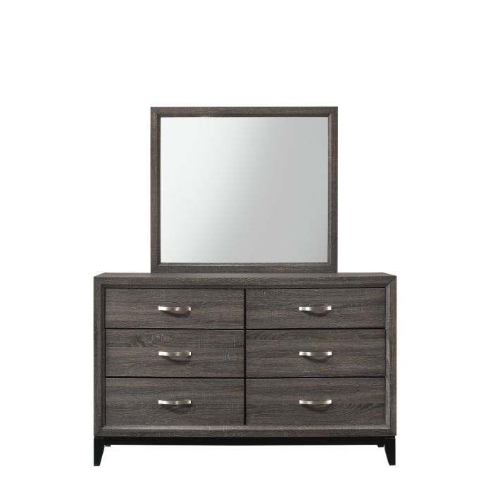 CrownMark Akerson Grey Dresser and Mirror