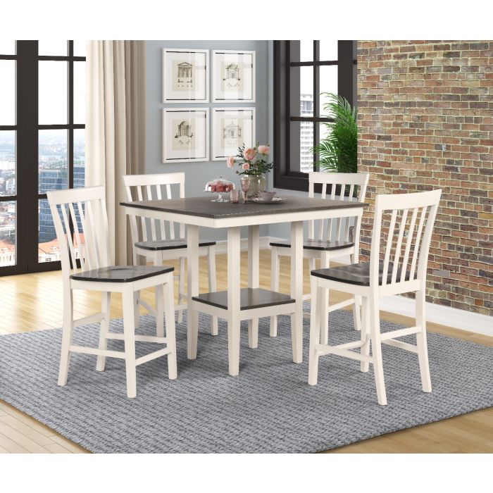 CrownMark Brody White Grey Counter Height  Set
