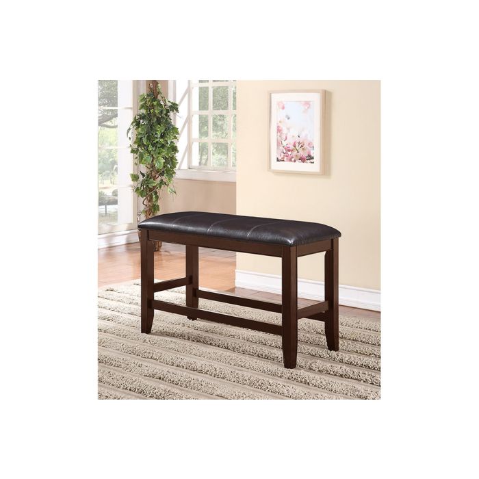 CrownMark Fulton Espresso Counter Height Bench