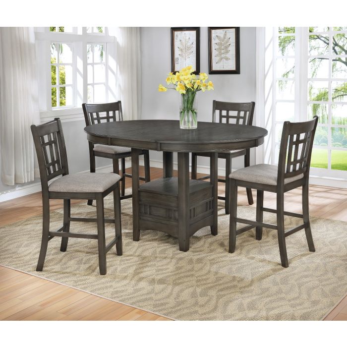 CrownMark Hartwell Grey Counter Height 5 Piece Table Set