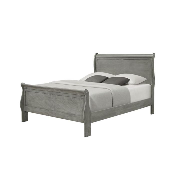 CrownMark Louis Philip Grey Sleigh Bed with Headboard, Footboard, and Rails