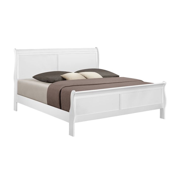 CrownMark Louis Philip White Sleigh Bed with Headboard, Footboard, and Rails