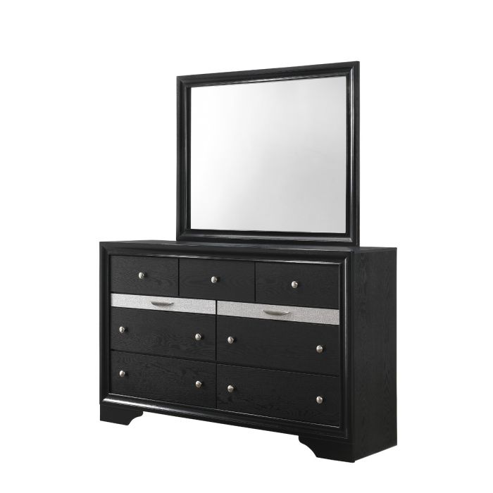 CrownMark Regata Black Dresser and Mirror