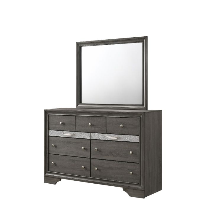CrownMark Regata Grey Dresser and Mirror Set