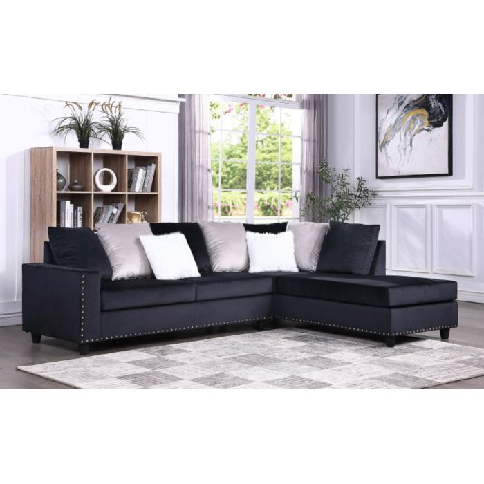 Happy Homes Cindy Black Reversible Sectional