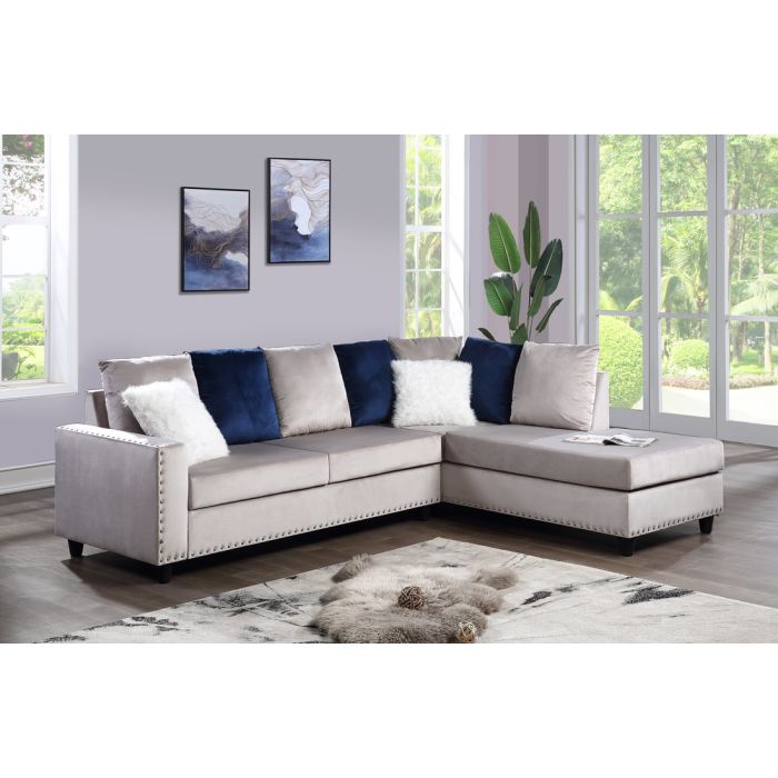 Happy Homes Cindy Silver Reversible Sectional