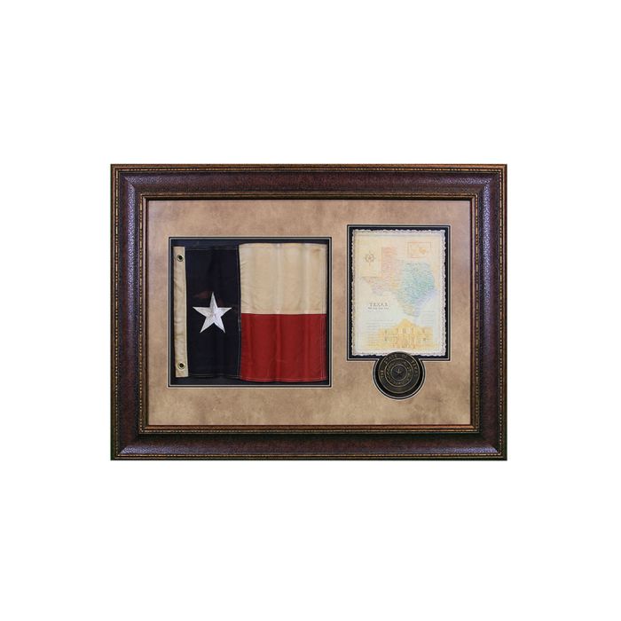 LMT Shadowbox W/Texas Flag, Letter & Seal
