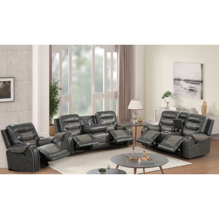 Happy Homes Ashley Charcoal Sofa, Loveseat and Recliner Set