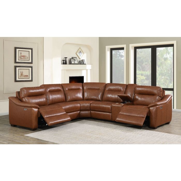 Steve Silver Casa Brown Dual Power Leather Sectional