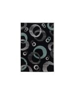 Powell Linon Milan Collection Circle Rectangular 5' x 8' Area Rug in Black and Turquoise