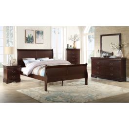 CrownMark Louis Philip Black Sleigh Bed with Headboard, Footboard, and Rails