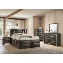 Crown Mark Emily Grey 6 Piece Set Headboard Footboard Rails