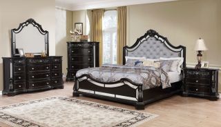 Crown Mark Bankston Panel 6 Piece Set (Headboard, Footboard, Rails, Dresser, Mirror, and Nightstand)