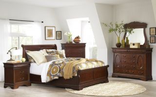Elements Chateau Low Profile 6 Piece Set (Headboard, Footboard, Rails, Bureau, Mirror, and Nightstand)