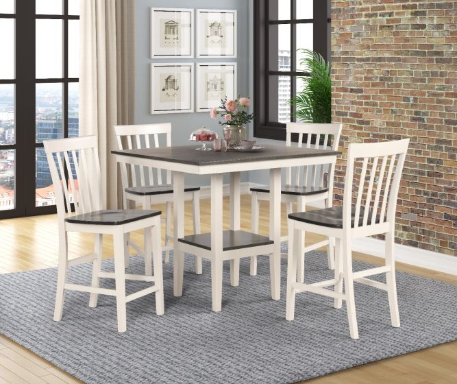 Crown Mark Brody White Grey Counter, White Counter Height Dining Table Set